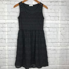 Ginger G Juniors Lace Overlay Sleeveless Ruffle Lined Above Knee Length Black S