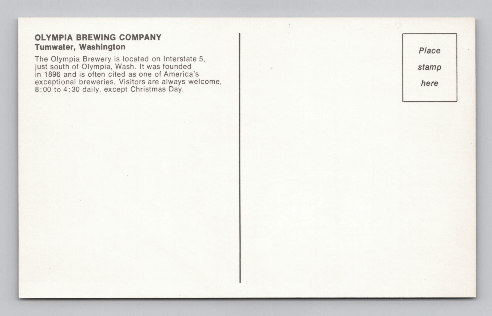 Postcard WA Olympia Brewing Company Beer River Aerial View Tumwater