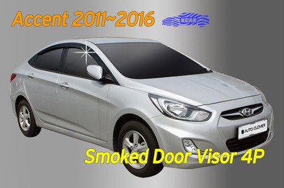 Smoked Window Visor Sun Rain Vent Guard 4Pcs A126 for Hyundai ACCENT 4DR 2011~17