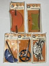 Tip-Top Sweep Buckle Hair Barrettes 70s Peace Vintage Leather Orange Green Lot