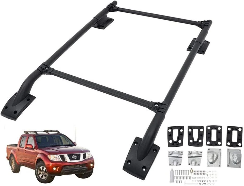 Portaequipajes riel de techo negro estilo OE de 4 puertas Nissan Frontier 05-22 Foto 3 de 4