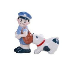 Postman and Dog Magnetic Salt and Pepper Shakers