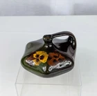 VTG Louwelsa Weller Pottery Vase Handle Pansy Flower Hexagon Decor Art Prop