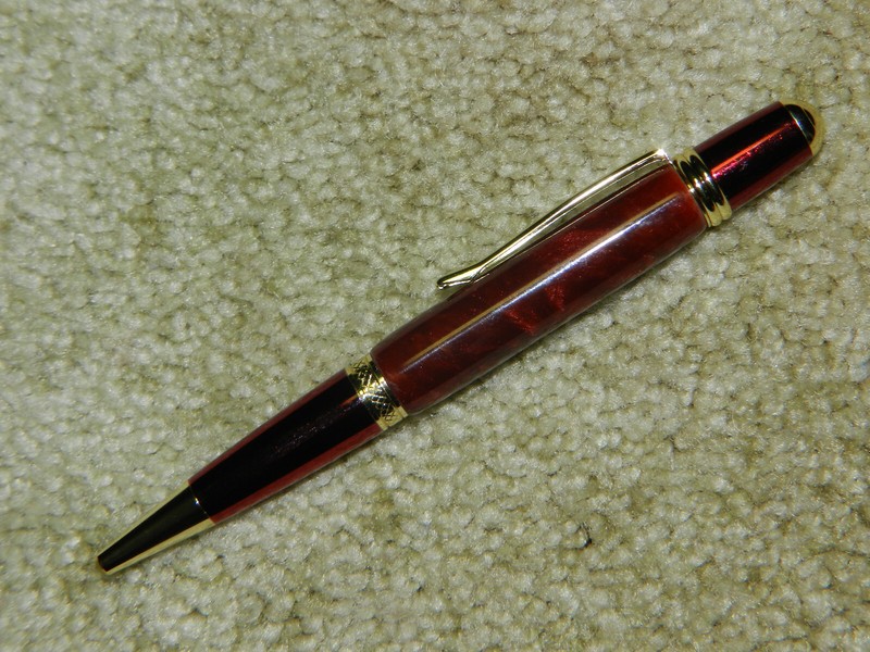 Red Theme Twist Pen with a “Marinara Sauce” Body and Red & Gold Trim, Black Ink