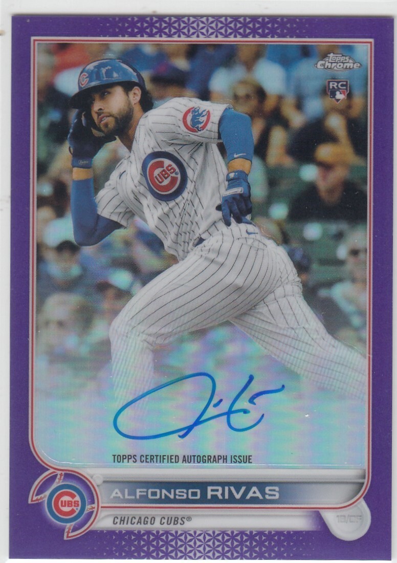 2022 Alfonso Rivas Topps Chrome PURPLE AUTO PURPLE REFRACTOR /250 - AR Cubs RC