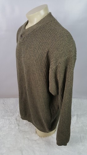 Eddie Bauer Sweater Men Size XL 100% Cotton Heavy Single Button Brown - Picture 2 of 8