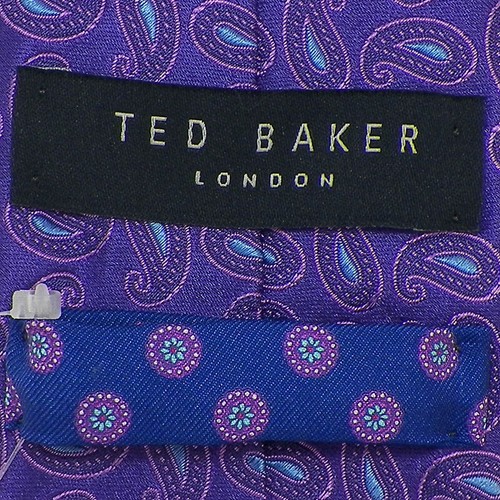 TED BAKER LONDON Mens Purple Pink Blue PAISLEY Woven Silk Tie USA NWT - Picture 3 of 3