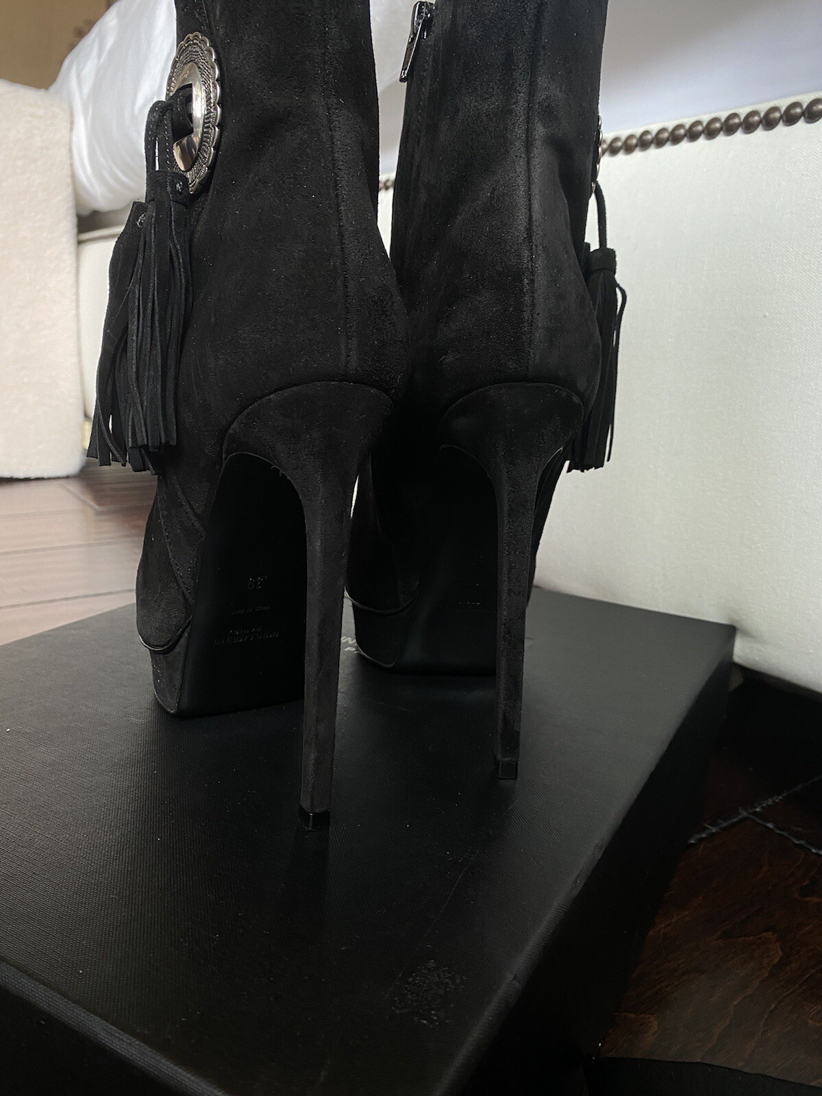 Stivaletti Saint Laurent Janis 105 Western fibbia concho stivaletti 39