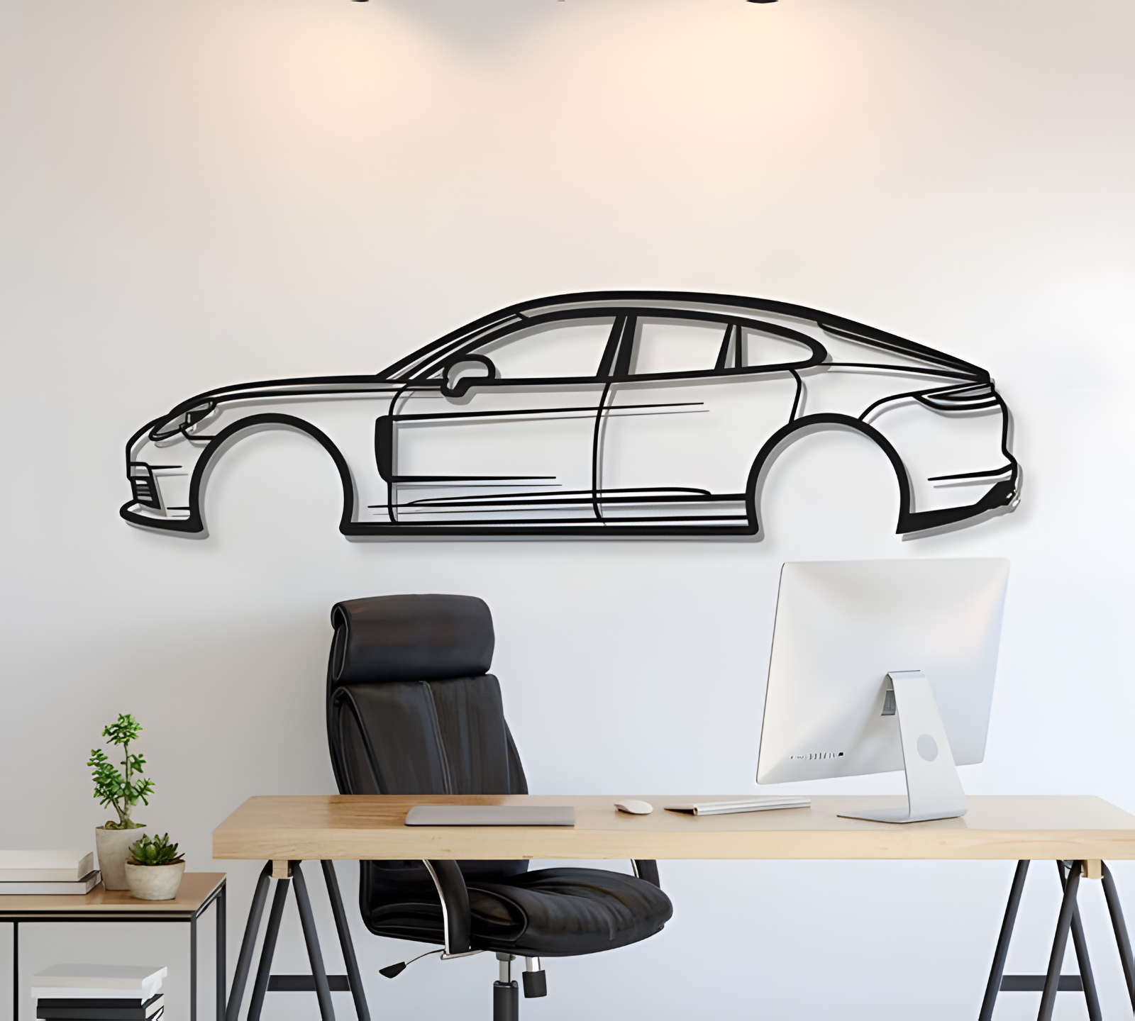 Wall Art Home Decor 3D Acrylic Metal Car Silhouette 2022 Porsche Panamera 4S