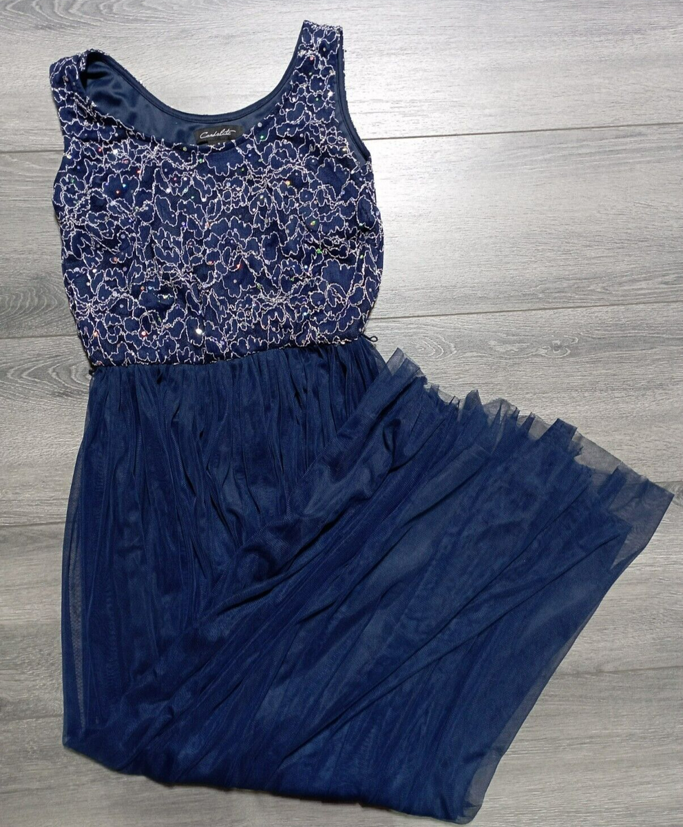 Candalite Dress Adult Womens Small Blue Sequin Long Mesh Lined Prom Party |  eBay