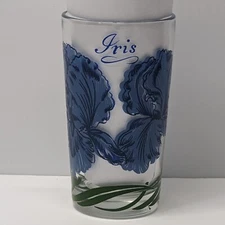 Boscul Juice Glass - Iris - 5 inches - Tiny chip on lip above the "I"