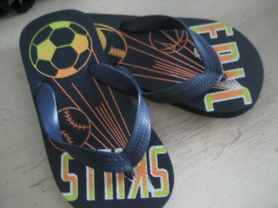 NEW Boy Girl 13/1 Black TCP PLACE EPIC SKILLS Sports Flip Flop SANDAL Soccer