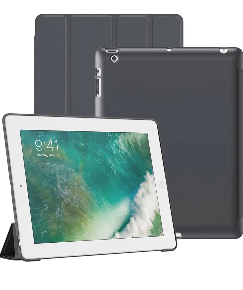 JETech Case for iPad 2/3/4, Protective Hard Back Shell Dark Grey - Image 2 of 4