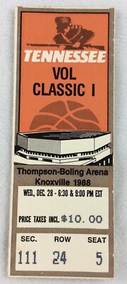 1988 12/28 Miami (OH) at Tennessee Basketball Ticket-Volunteer Classic I