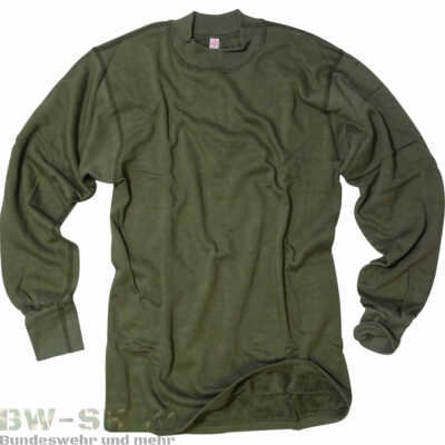 BUNDESWEHR PULLOVER MIT PLÜSCHFUTTER BW PULLI WINTER LANGARMSHIRT UNTERHEMD OLIV
