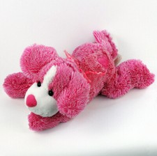Dan Dee Pink Nose Puppy Dog Laying Floppy Heart Bow Plush 14" Valentines Day