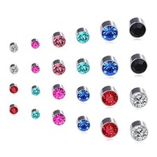 12 Pairs Stainless Steel Non Pierced Magnetic Earrings For Men And Women