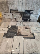 Brooks Brothers White Beige Cotton Pele Palms reversible quilt set QUEEN/FULL N