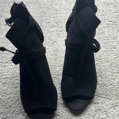 Steve Madden Harber Black Suede Booties Womens Size 8.5 Ankle Block Heel