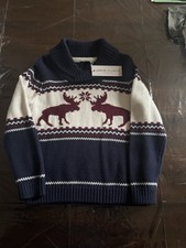 Janie And Jack Moose Shawl Collar Sweater Size 4 NWT