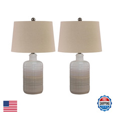 Signature Design By Ashley Marnina 25.5 Neutral Ceramic Table Lamp Set 2 Count