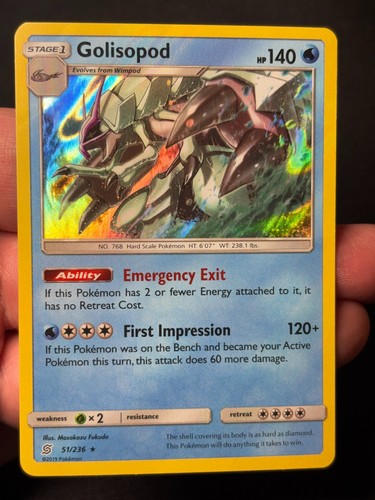 Golisopod Unified Minds 51/236 Pokemon Card NM HOLO BLEED