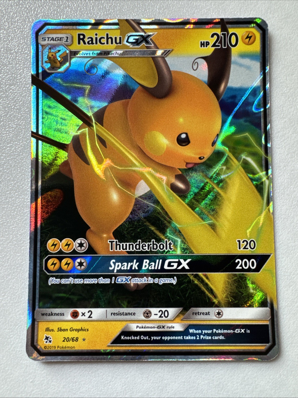 Pokemon Pikachu Stamped Raichu GX Battle Academy Promo 20/68 Hidden Fates NM