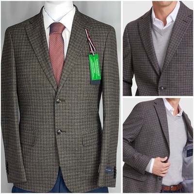 Tommy Hilfiger Men s Modern Fit Sport Coat Blazer Brown Grey Check 36S New NWT