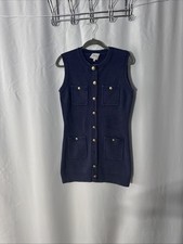 Reformation Women Sweater Dress Dark Navy Size L MSRP 260 - Missing Button