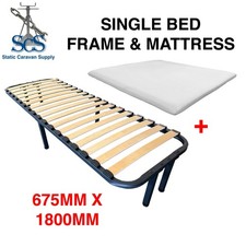 Static Caravan Single Bed and Mattress 6 feet x 2 feet 3" Fire Resistance BS7177