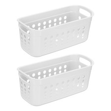 2Pack 11.42x5.24x4.92" Pantry Plastic Storage Baskets White