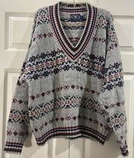 Vtg Lake Harmony Rowing Club V-Neck Sweater Long Sleeve Men’s Size L USA Made