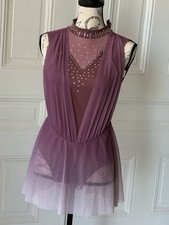 Weissman Lyrical Dance Ice Skating Dress Rhinestone Accents Girls Size LC