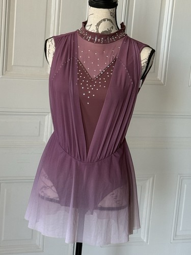 Weissman Lyrical Dance Ice Skating  Dress Rhinestone Accents Girls Size LC 