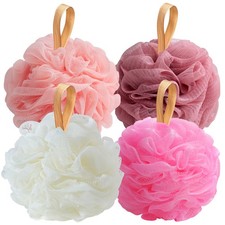 4 PCS Loofah Bath Sponge Shower Pink 50g Soft Exfoliating Body Scrubber Puff
