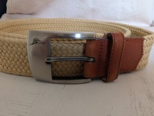 Tommy Bahama Belt Men 40 Ivory Weave Brass It...