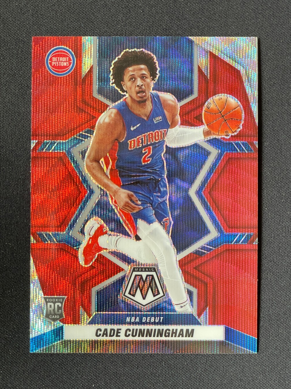Cade Cunningham 2021-22 Panini Mosaic NBA Debut Red Wave Prizm RC #261 -B