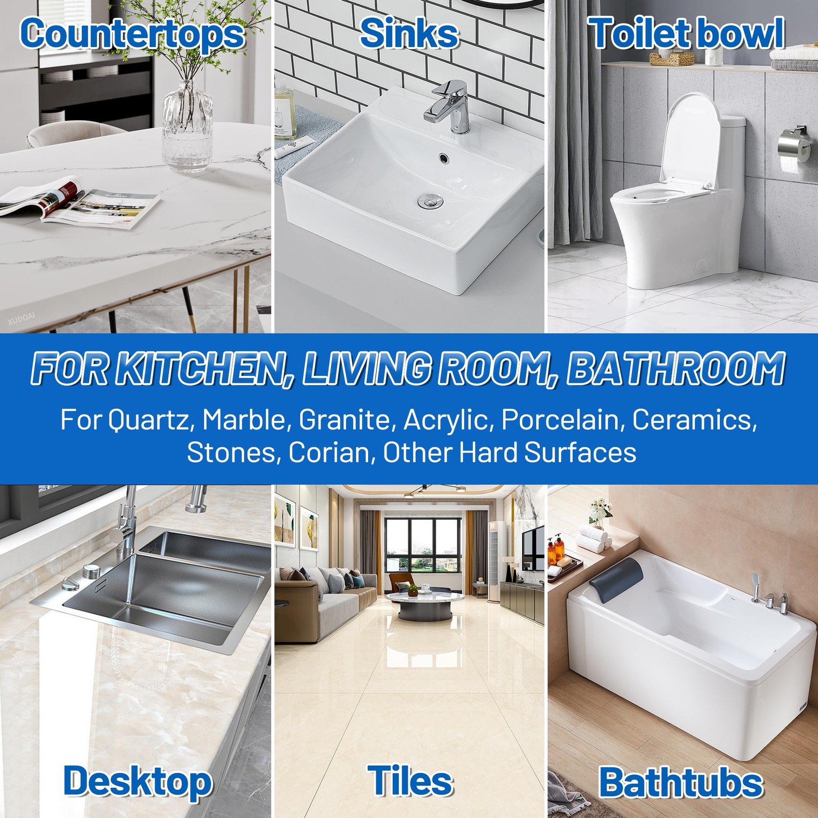 Quartz Countertop Repair Kit (Clear, White, Gray, Beige) 30s Fast Curing DIY ...