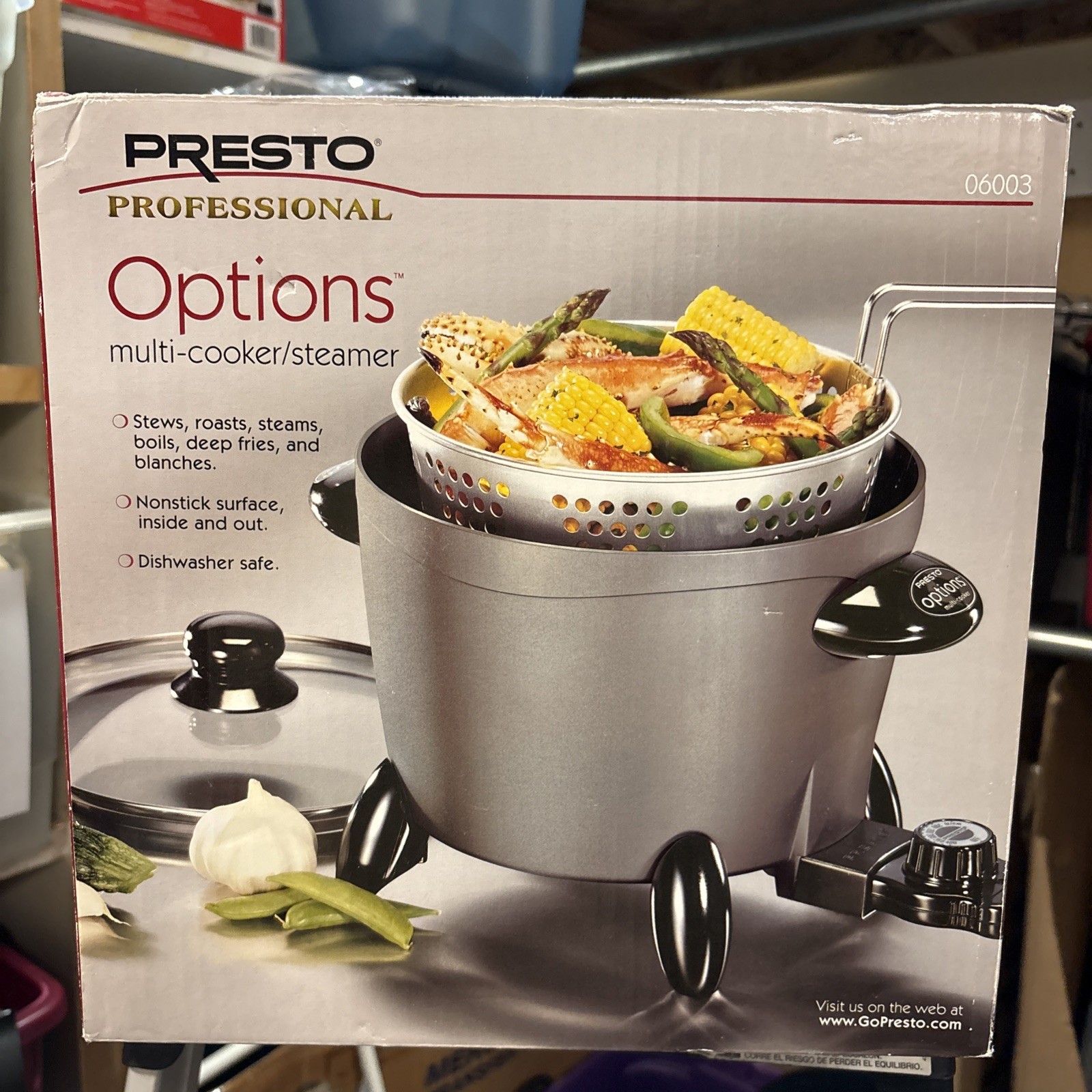 New Presto Options Electric Multi-Cooker Steamer/Deep Fryer/