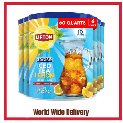 Lipton Zero Sugar Iced Tea Mix, Lemon Flavor Black Iced Tea, Makes 10 Quarts (Pa