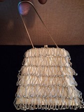 Metallic Gold Lame Walborg Beaded Fringe MCM Evening Clutch Bag Vtg Mod 60's Era