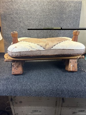 Vtg~Camel Saddle Stool~Leather~Ottoman~Rustic/Modern/Heritage Decor