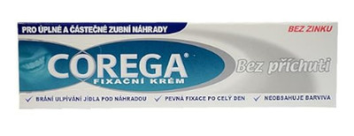Corega Denture Adhesive Cream Flavorless, Zinc Free, 40g