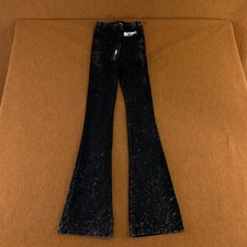 Fashion Nova Womens X-Small Black Wash Sport Club Stretch Flared Leg Pants NWT