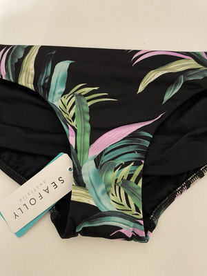 SEAFOLLY BLACK LAS PALMAS FLORAL HIPSTER WOMEN S SIZE 10US SWIMSUIT BOTTOM  NWT