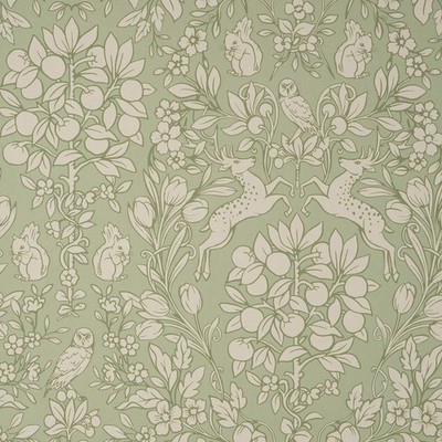 M1688_Crown Lush, Whimsical, Detail Sage Green White Mint Fine Decor Wallpaper