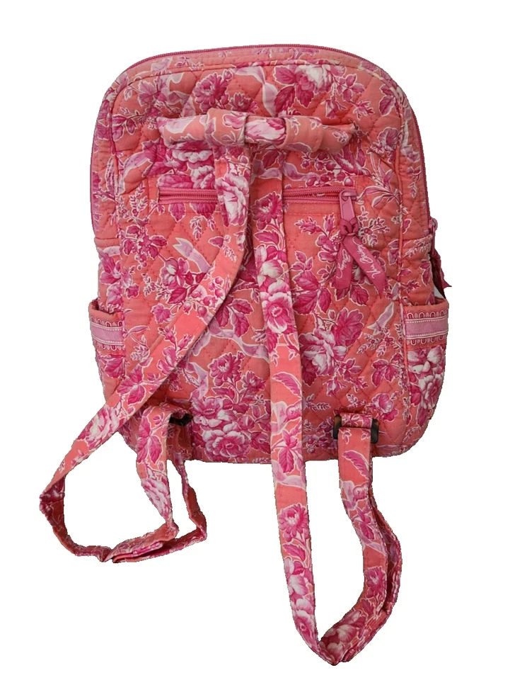 Vera Bradley Retired Hope Toile Backpack Pink Coral Floral Quilted - Pre Owned - Image 4 of 4