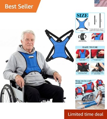 Durable Blue Wheelchair Safety Harness with Storage Pocket - Ultimate Support