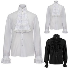Sophisticated Victorian Men's Ruffled Medieval Renaissance Blouse Tops