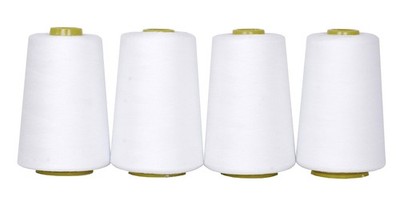 4 Pack of Serger Threads Cones Spools - 20S/2 24000 Yards Polyester White Thr...